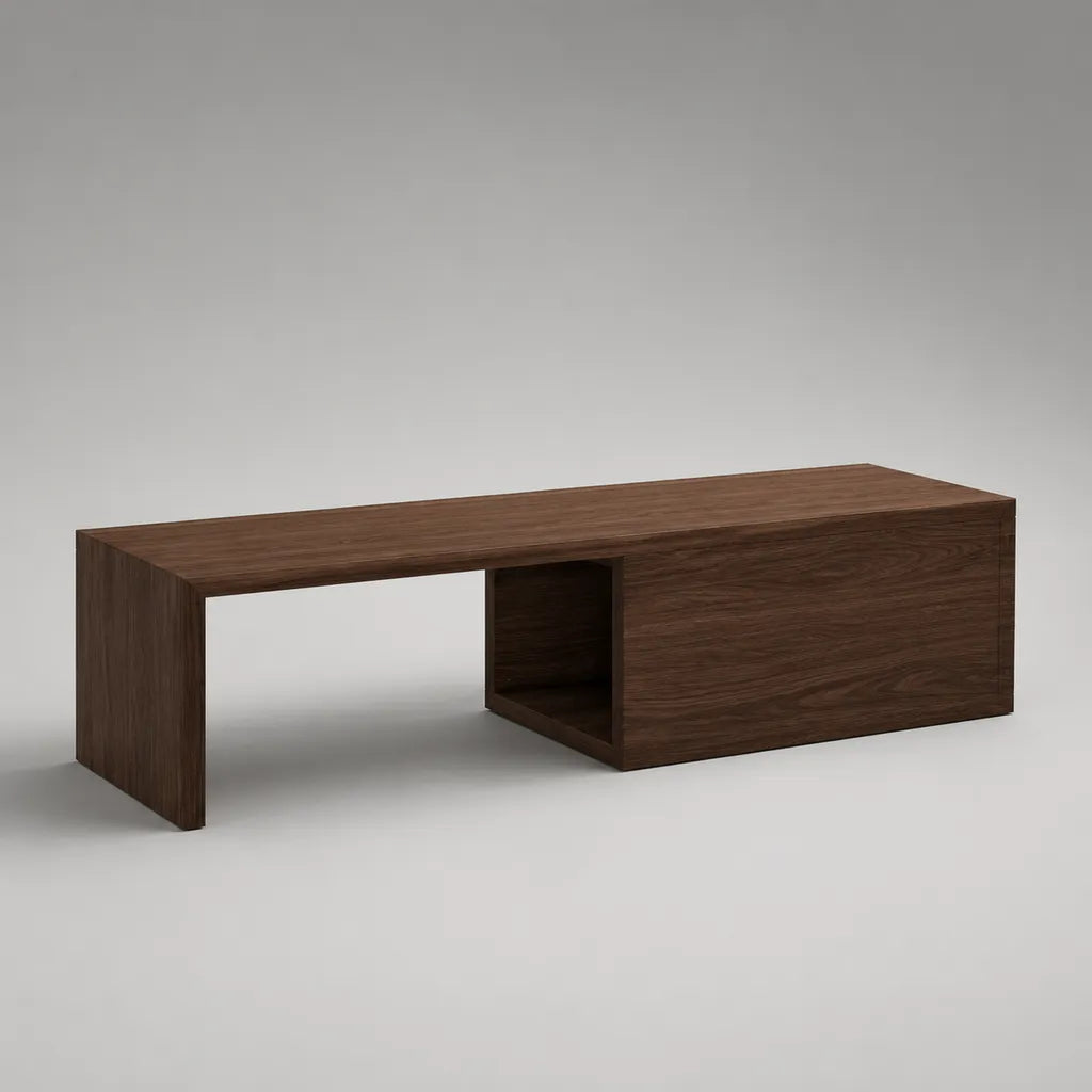 Rechteckiger Couchtisch aus Spanplatte mit Walnussfurnier, Dunkelbraun, 120 × 60 × 40 cm