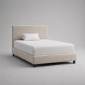 Polsterbett Doppelbett mit Polyesterbezug und Lattenrost, Beige/Schwarz, 170 x 215 x 105 cm, Liegefläche 160 x 200 cm