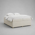 Boxspringbett 180 × 200 cm ohne Kopfteil mit Matratzen und Topper, Polyesterbezug, Cremeweiß