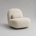 Runder Drehsessel mit Lendenkissen, Polyester-Bouclé, Creme, 90 x 90 x 78 cm
