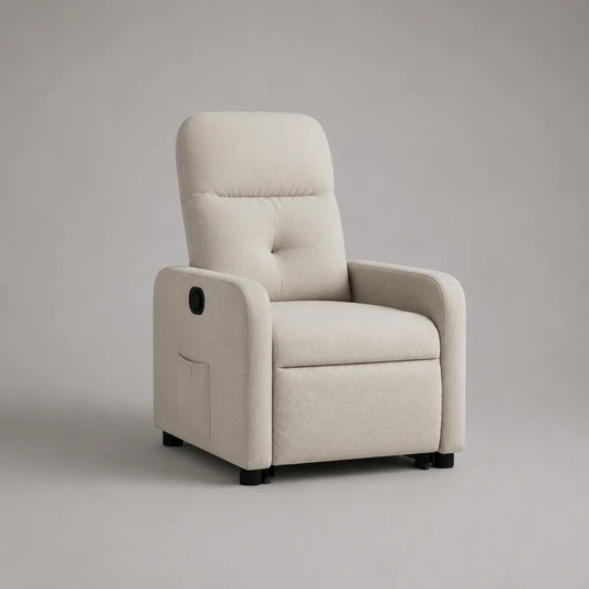 Relaxsessel Fernsehsessel 1-Sitzer mit manueller Liegefunktion, Polyester-Bouclé, Cremeweiß, 69 × 92 × 102 cm