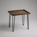 Rechteckiger Couchtisch aus Akazien-Massivholz und Stahl, Braun und Schwarz, 60 × 50 × 60 cm