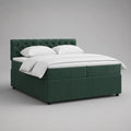 Polsterbett Doppelbett mit Kopfteil aus Polyester-Samt, Dunkelgrün, Liegefläche 180 × 200 cm