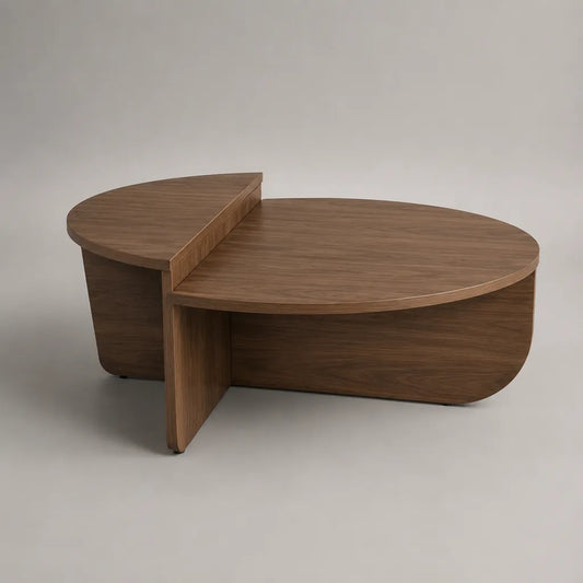 2-teiliges Couchtisch-Set aus MDF mit Walnussfurnier, organische Form, Walnussbraun, 120 × 70 × 42 cm