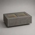 Rechteckiger Couchtisch mit LED-Unendlichkeitsspiegel und Schublade aus melaminharzbeschichteten MDF-Platten, Anthrazit, 100 × 60 × 42 cm