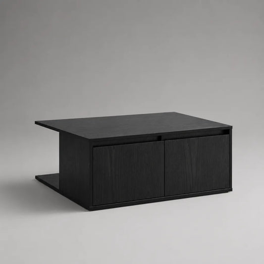 Rechteckiger Couchtisch mit Stauraum aus Spanplatte und MDF, Schwarz, 100 × 60 × 45 cm